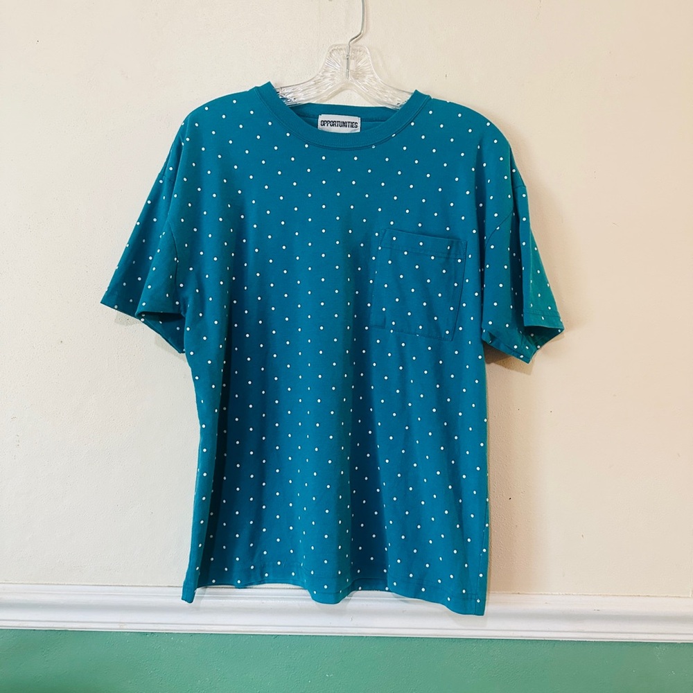 Blue and White Polka Dot Short Sleeve Tee